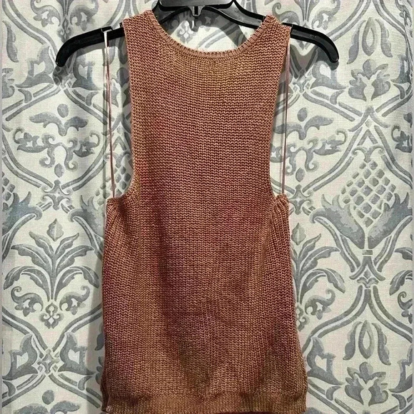 Love Tree Lace-Up Sweater Tank Top mauve size large - Picture 4 of 4